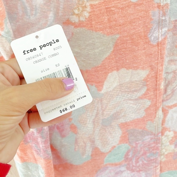 We the Free Oversized Orange Combo Floral Gardenia Tee - Picture 10 of 12